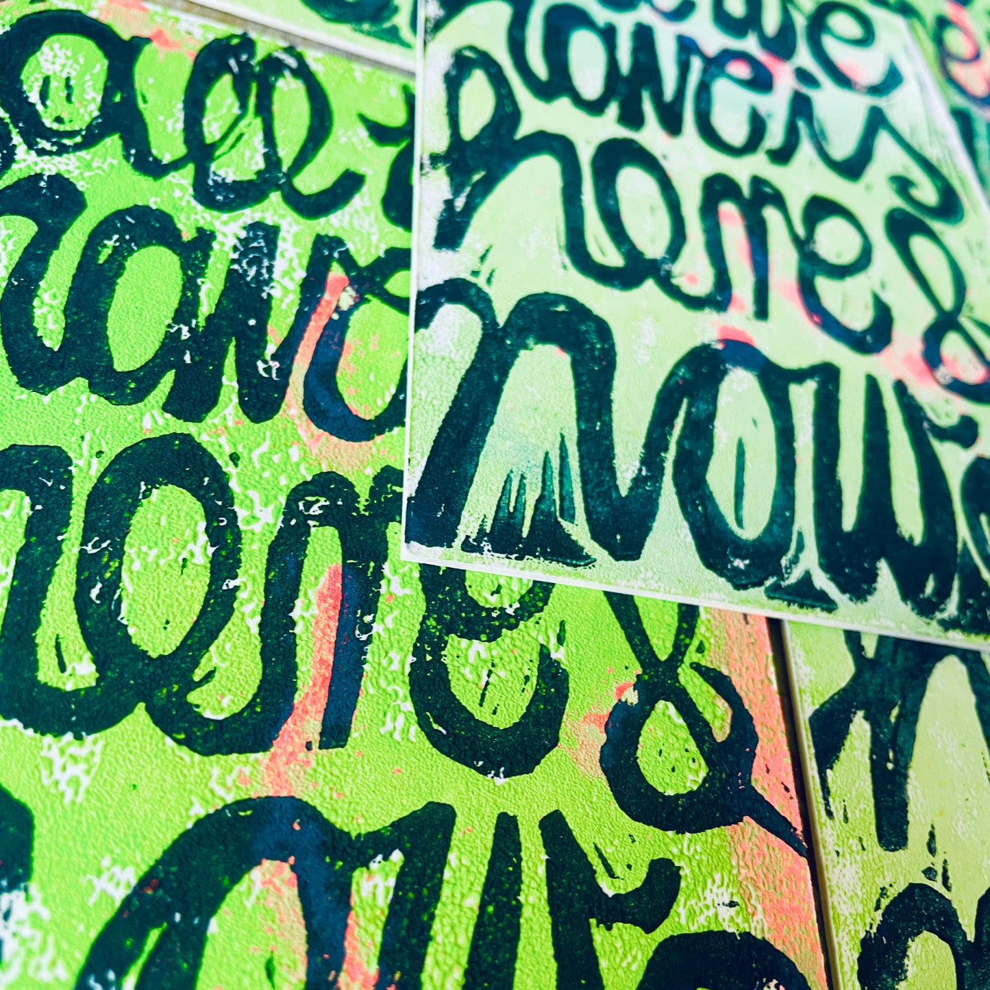 Postkarte Linoldruck Original // All We Have is Here & Now