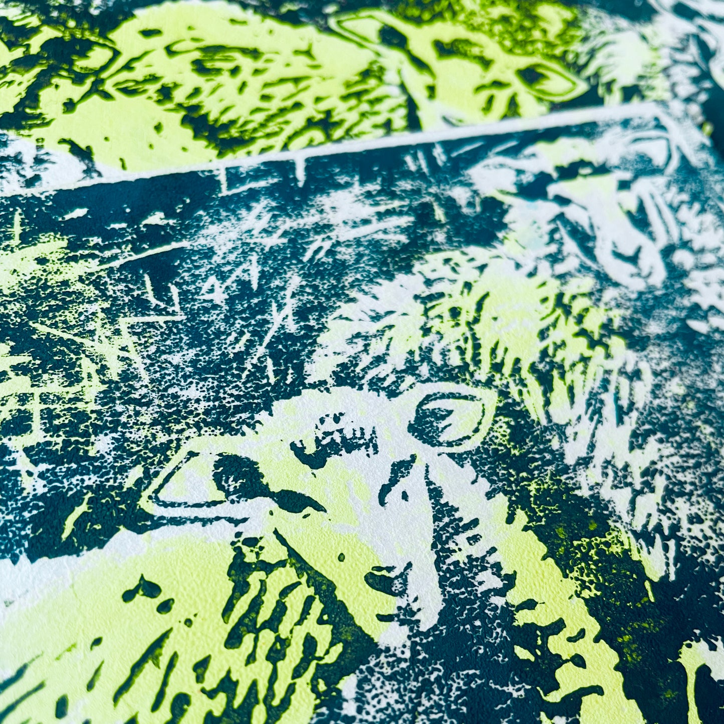 Postkarte Linoldruck Original // Schafe