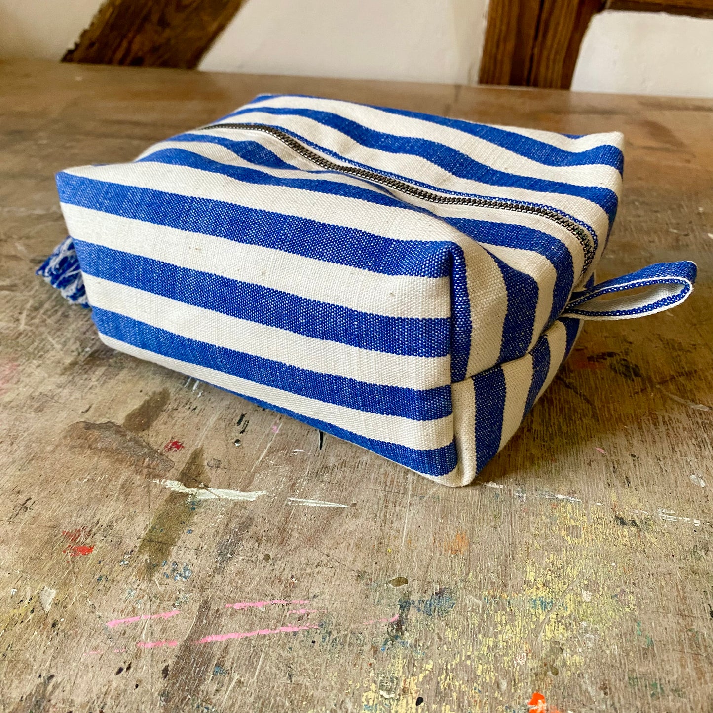 Kosmetiktasche Blau Weiss