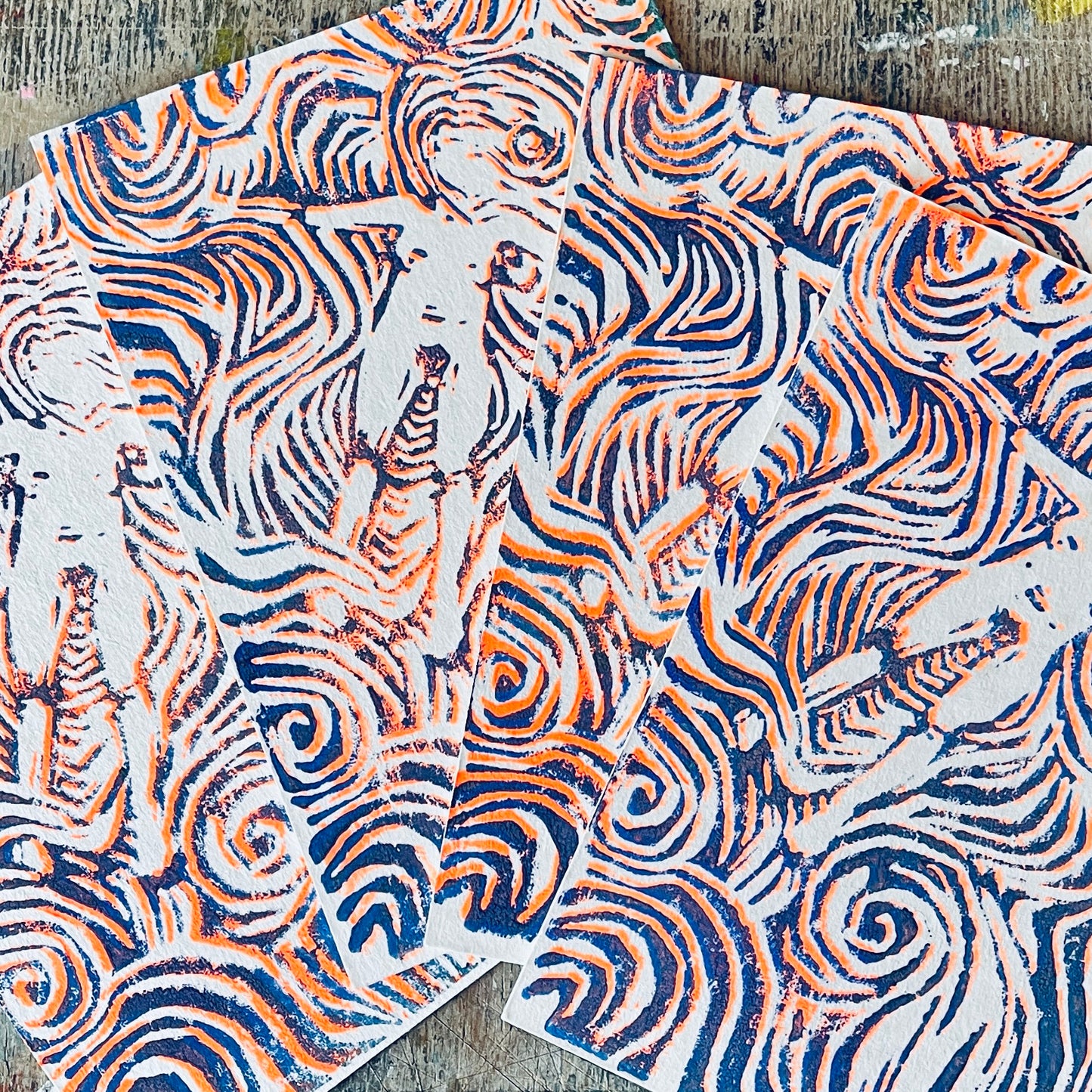 Postkarte Linoldruck Original // The Drifting Unknown