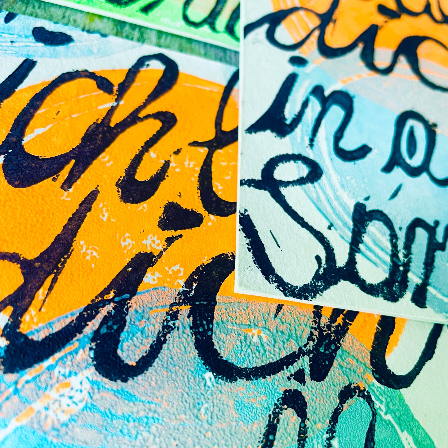 Postkarte Linoldruck Original // Liebe in allen Sprachen