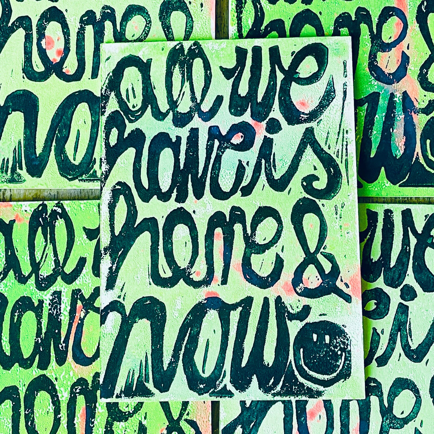 Postkarte Linoldruck Original // All We Have is Here & Now
