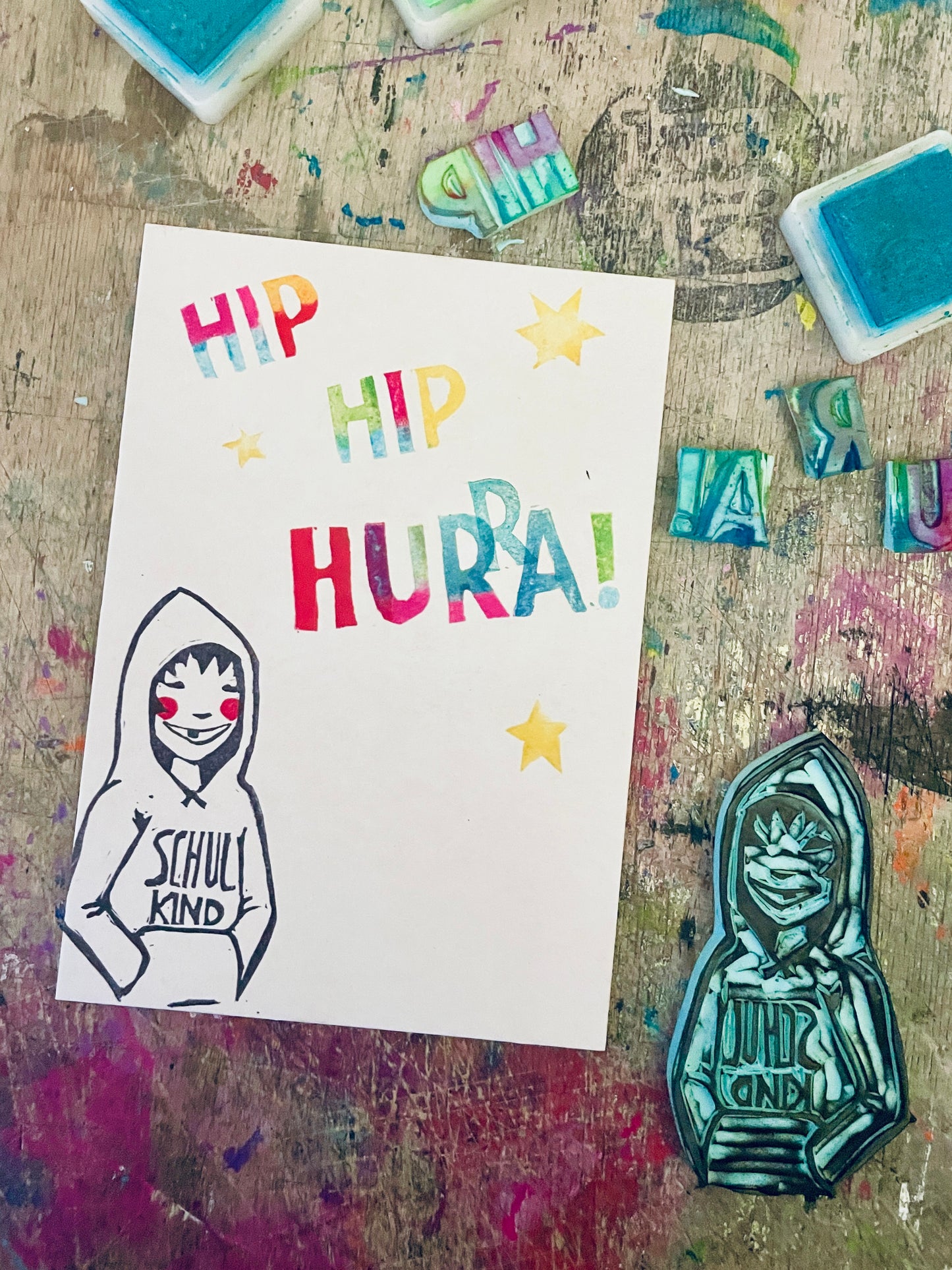 „hip hip Hurra “ kuki Einschulungskarte
