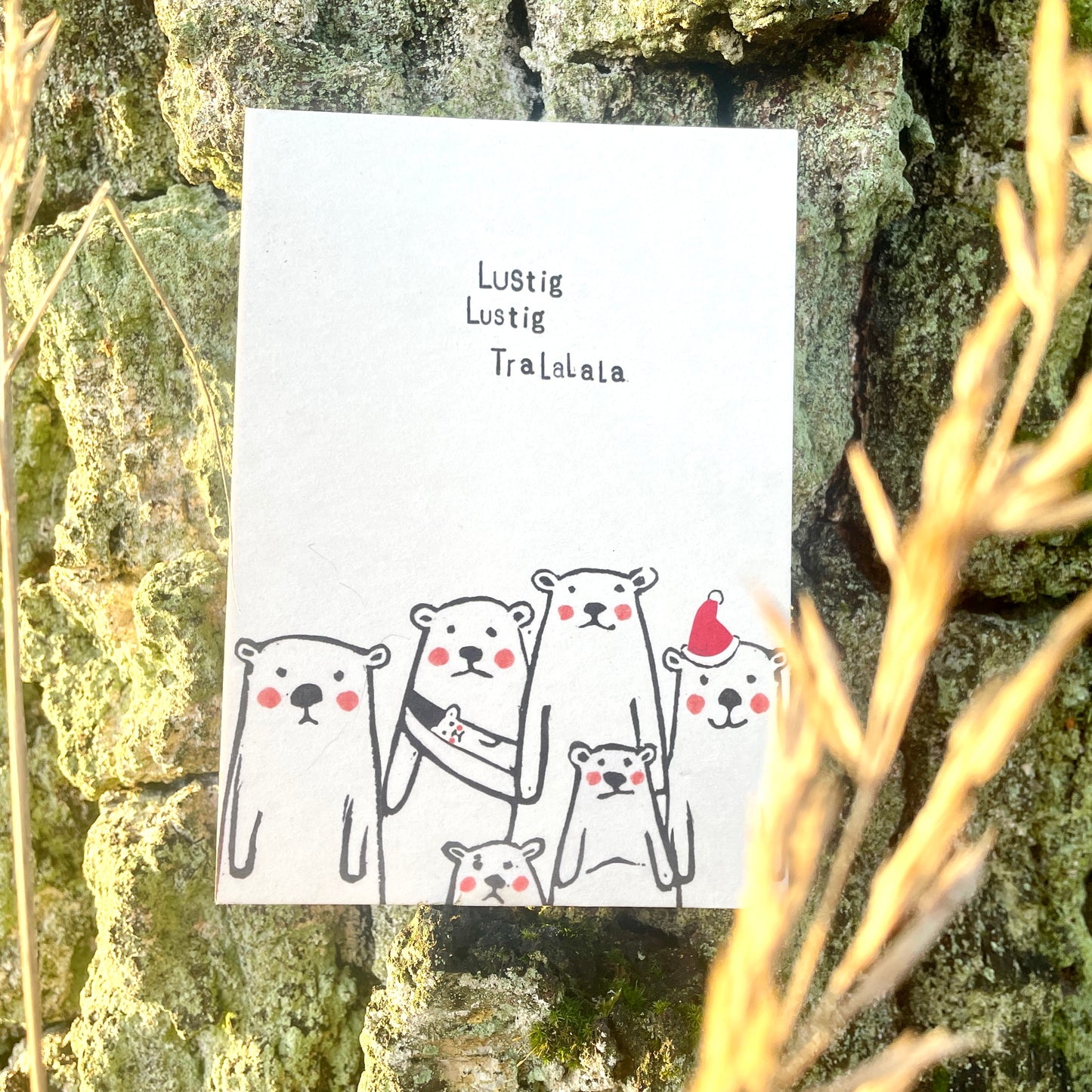 kuki Weihnachtspostkarte Bären Karte "Lustig Lustig Tralalala"