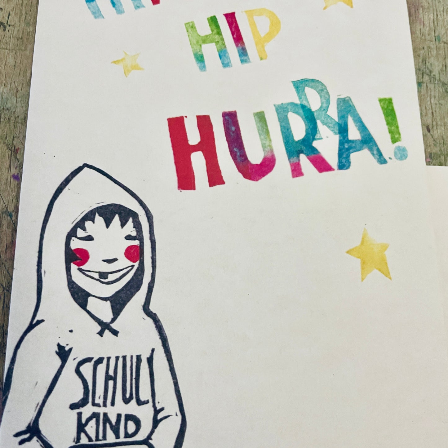 „hip hip Hurra “ kuki Einschulungskarte