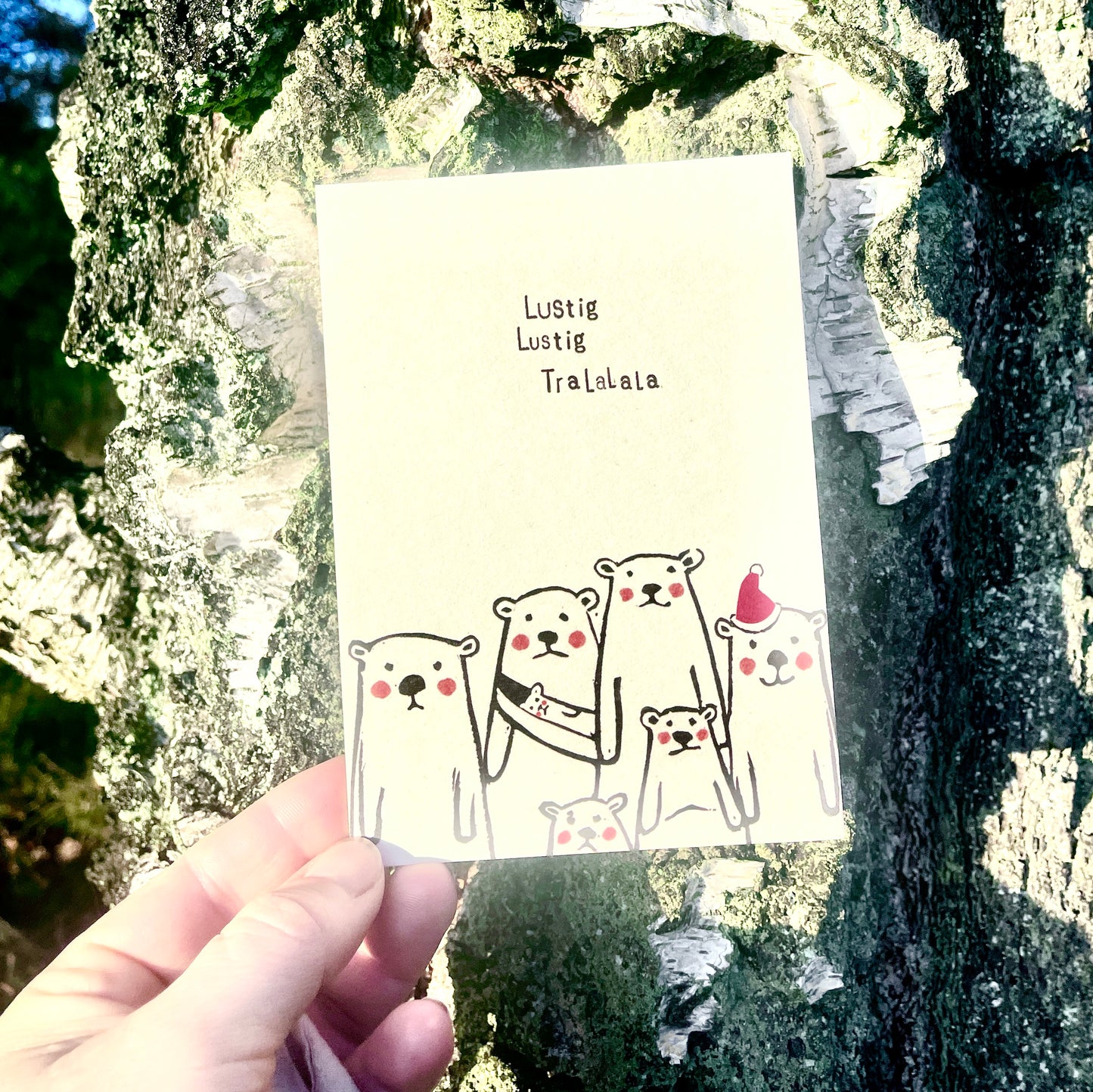 kuki Weihnachtspostkarte Bären Karte "Lustig Lustig Tralalala"