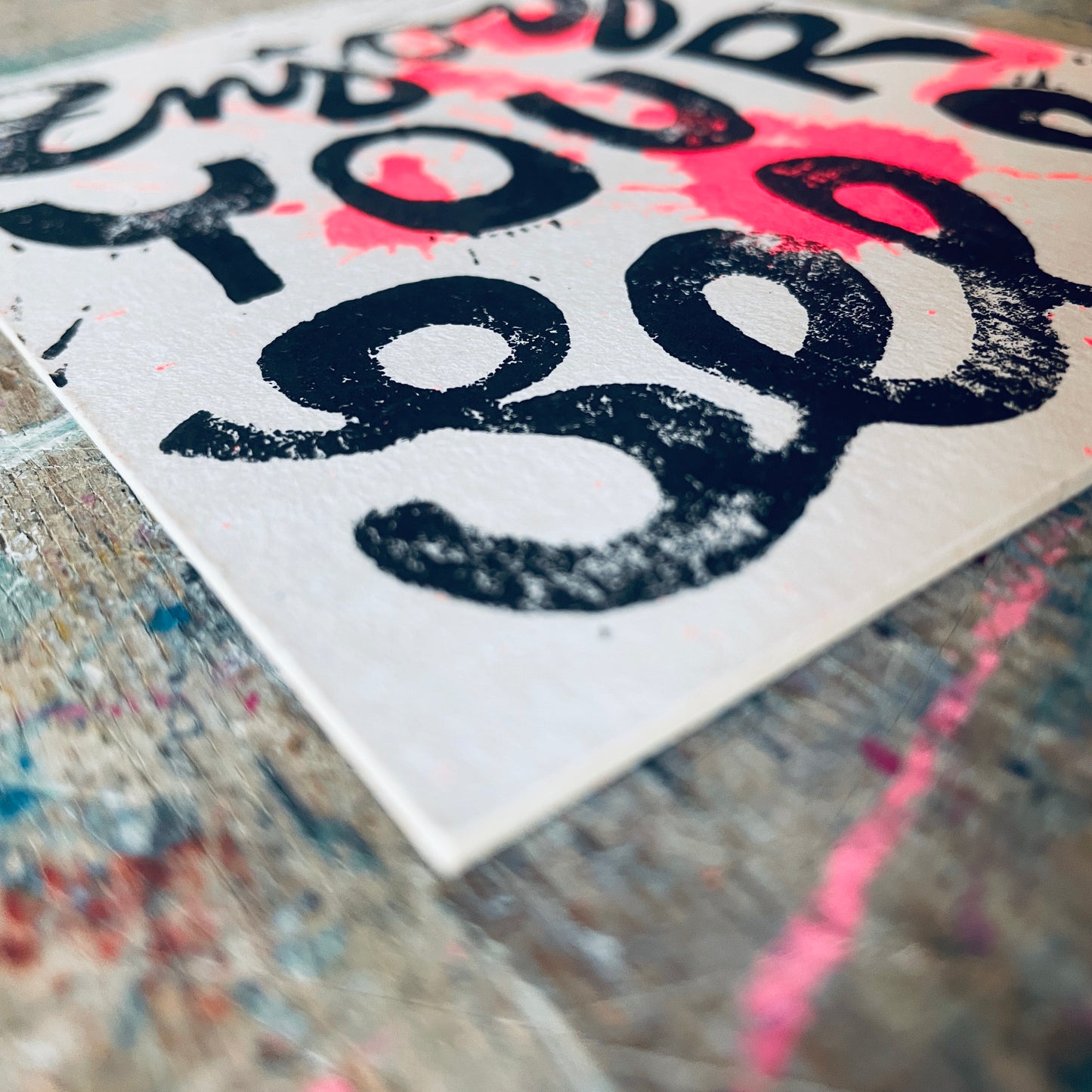 Postkarte Linoldruck Original // Enjoy Your Self