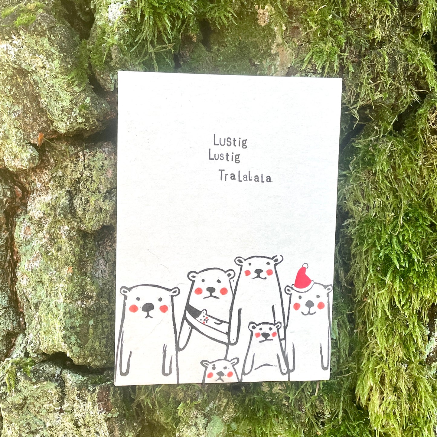 kuki Weihnachtspostkarte Bären Karte "Lustig Lustig Tralalala"