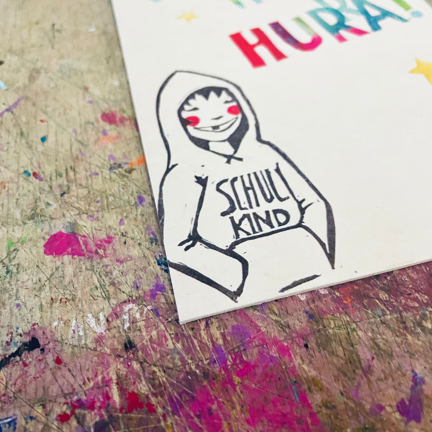„hip hip Hurra “ kuki Einschulungskarte