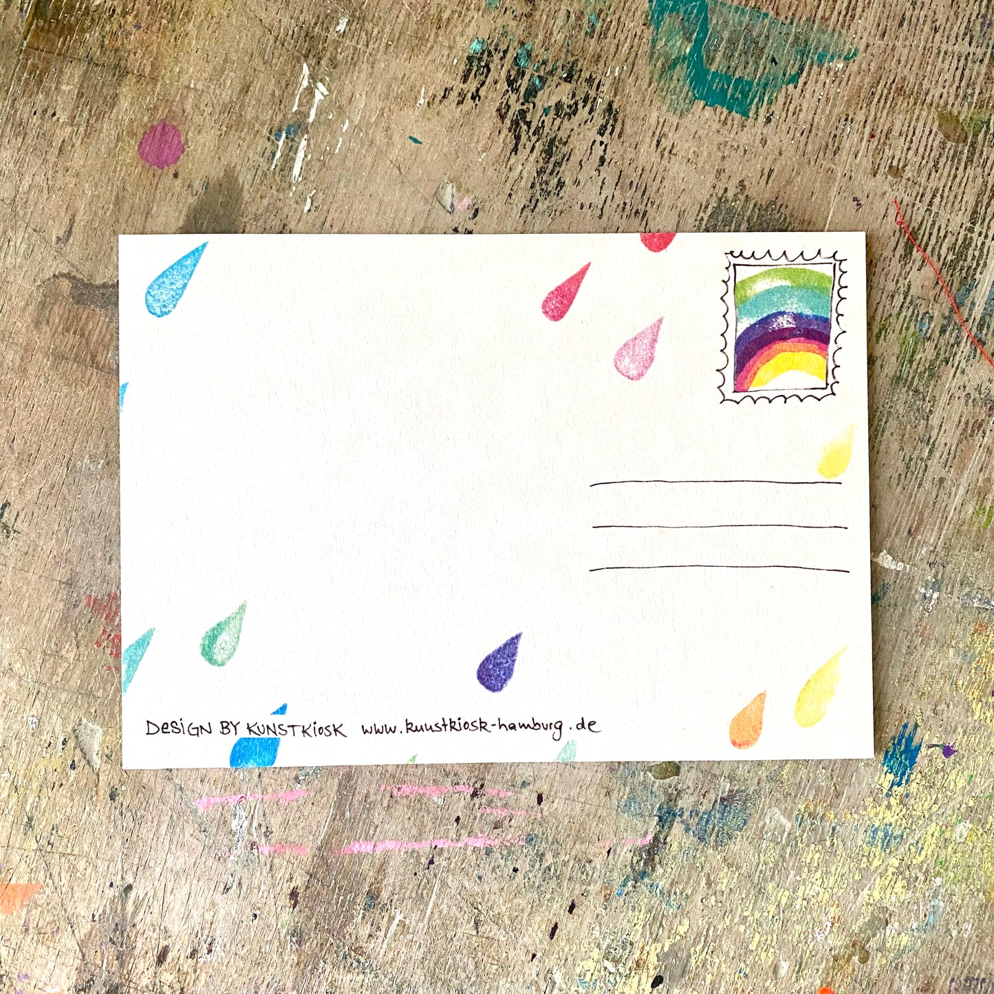 kuki Postkarte „Mit dir ist Regen bunter“