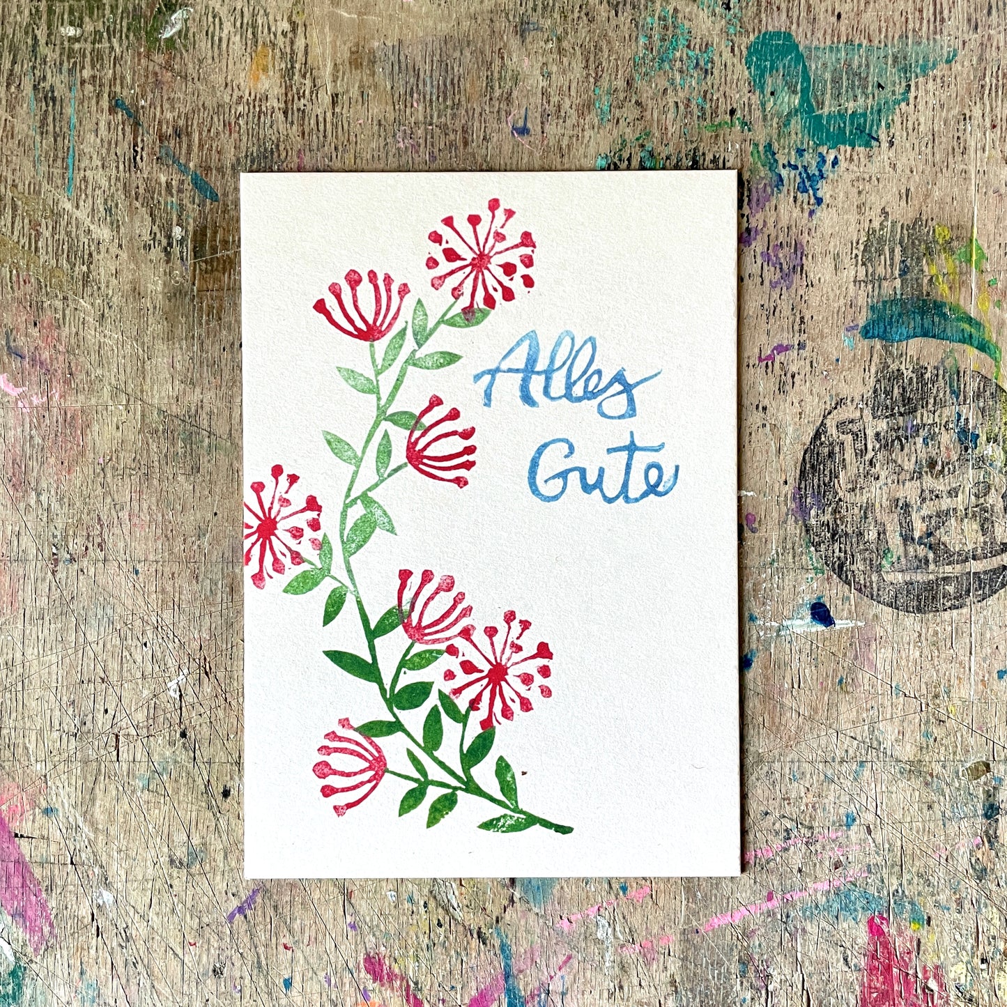 „Alles Gute“ Blumen. kuki Postkarte