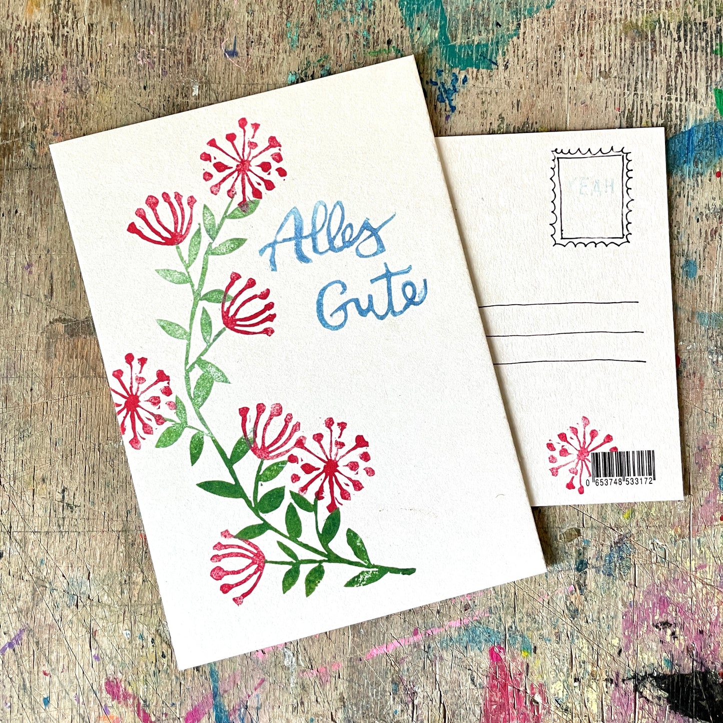 „Alles Gute“ Blumen. kuki Postkarte