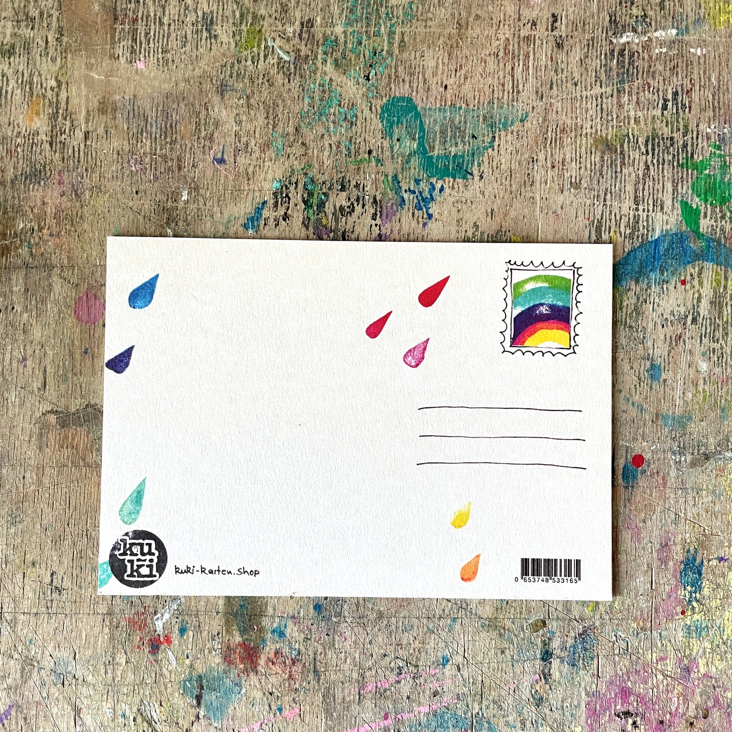 kuki Postkarte „Mit dir ist Regen bunter“