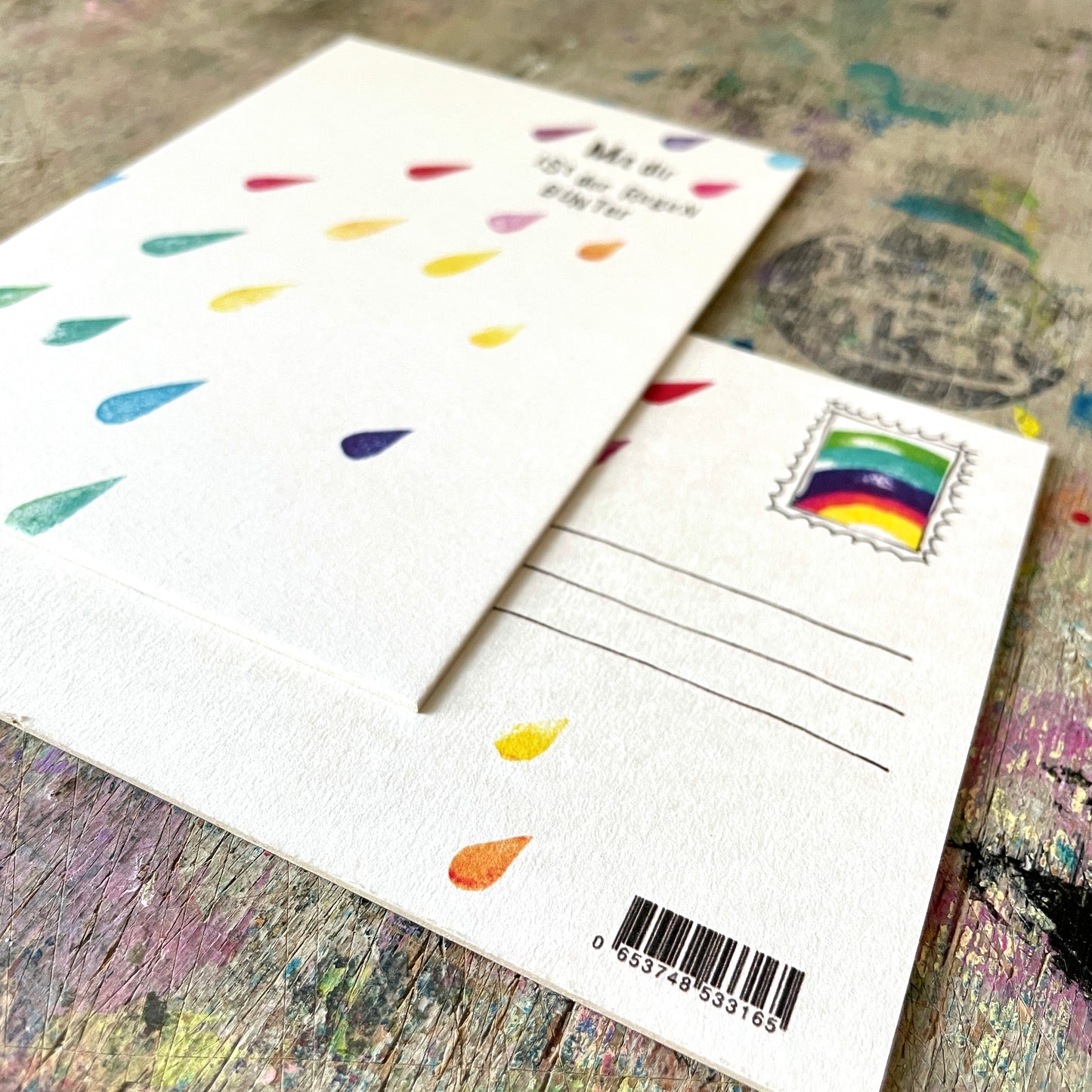 kuki Postkarte „Mit dir ist Regen bunter“
