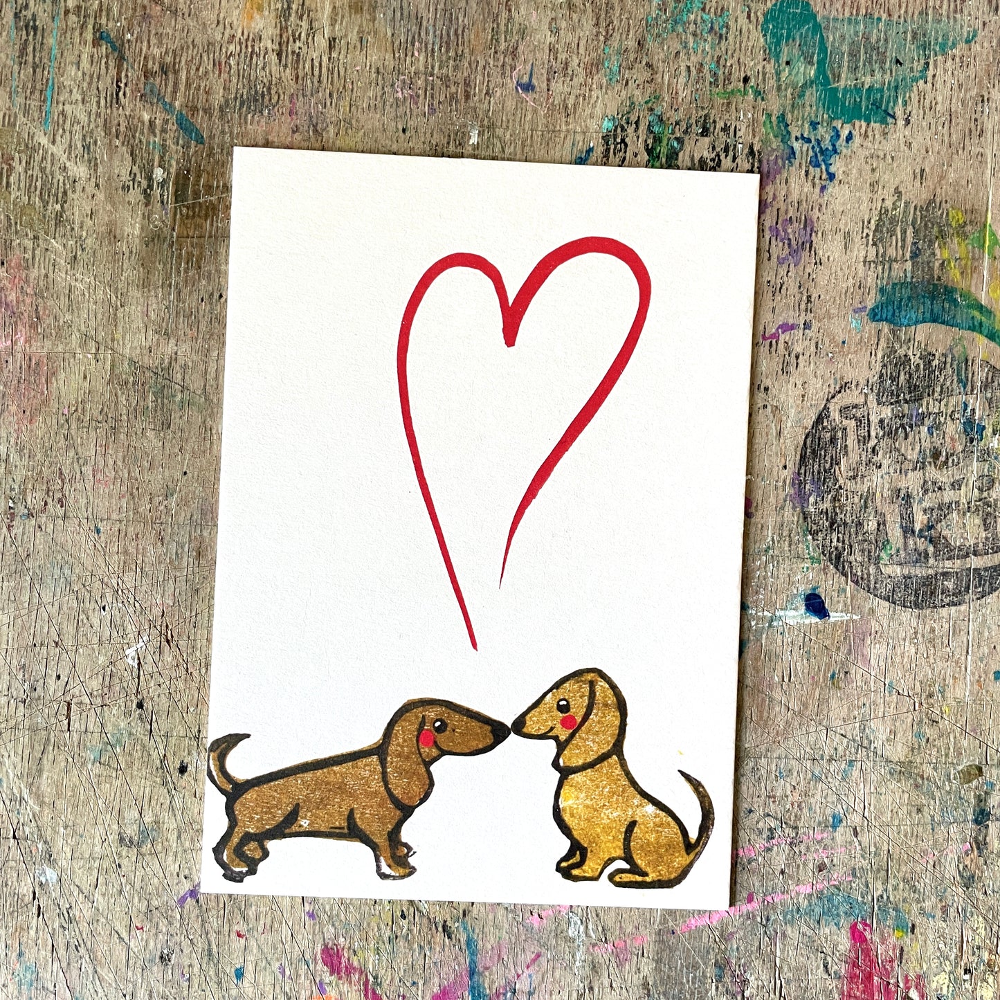 kuki Postkarte, Dackel Liebe