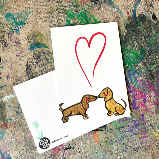 kuki Postkarte, Dackel Liebe