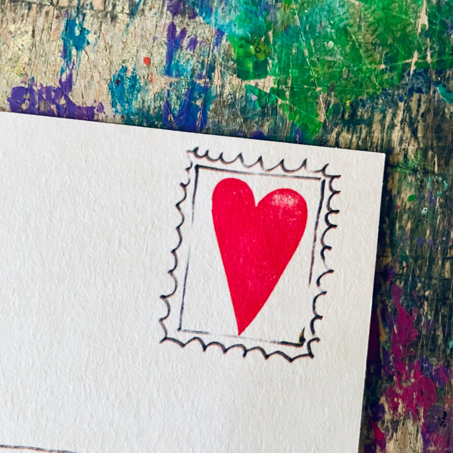 „keinen Plan viel Liebe“ (buntes Herz) kuki Postkarte