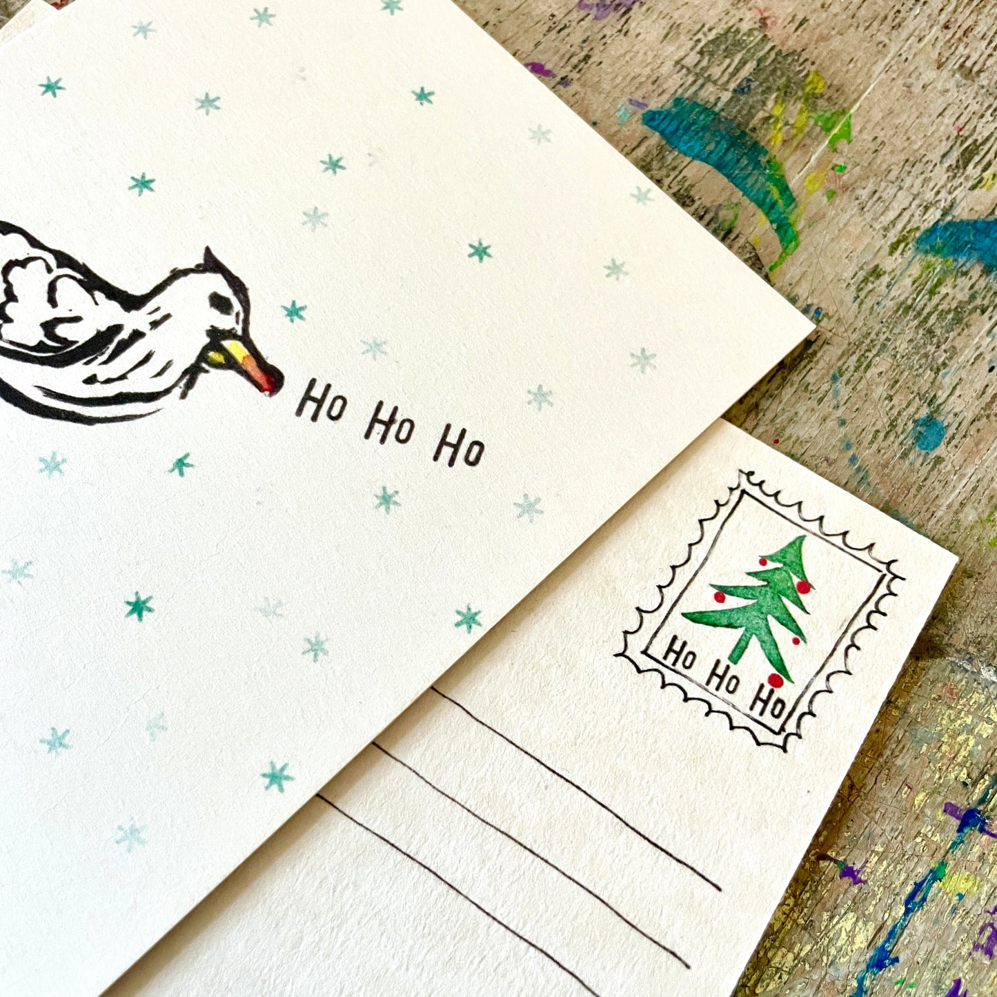 kuki Weihnachtspostkarte  "Ho Ho Ho Möwe"