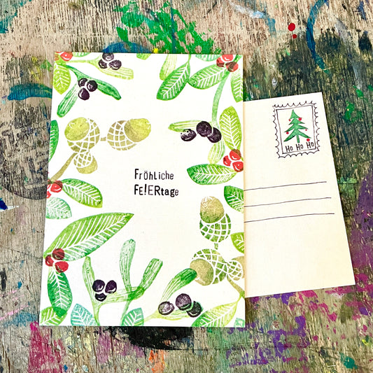 kuki Klassische Weihnachtspostkarte "Fröhliche Feiertage"