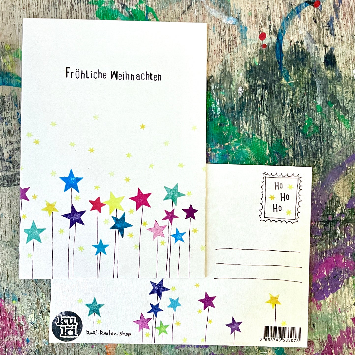 "Fröhliche Weihnachten" kuki Weihnachtspostkarte Sternenwiesen