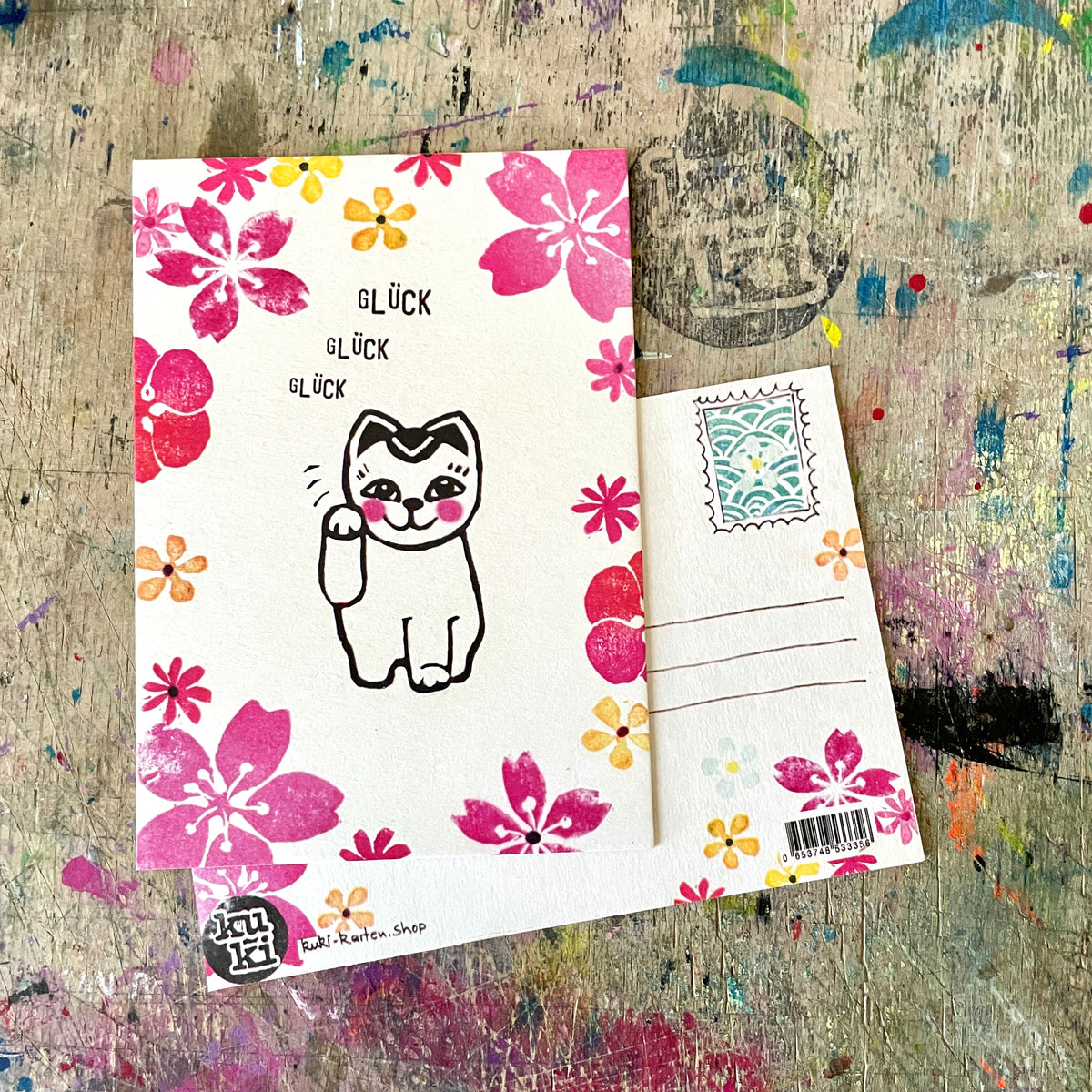 kuki Postkarte "Glück, Glück, Glück"