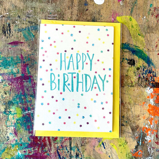kuki Sterne Happy Birthday Klappkarte