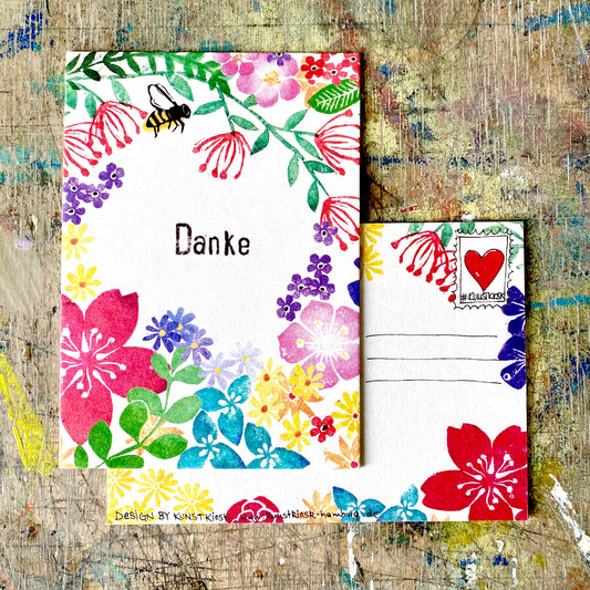 kuki Postkarte //  Danke Blumen