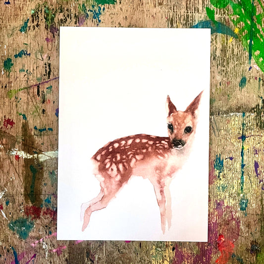 Reh Aquarell Postkarte// Catherina Türk
