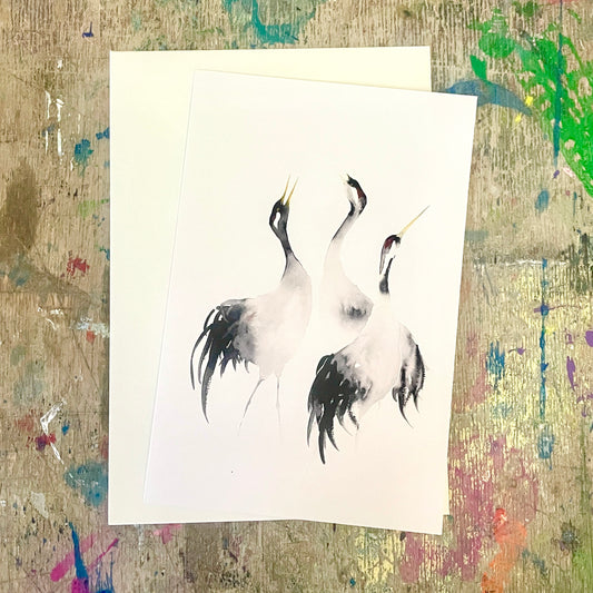 Kraniche Aquarell Klappkarten// Catherina Türk