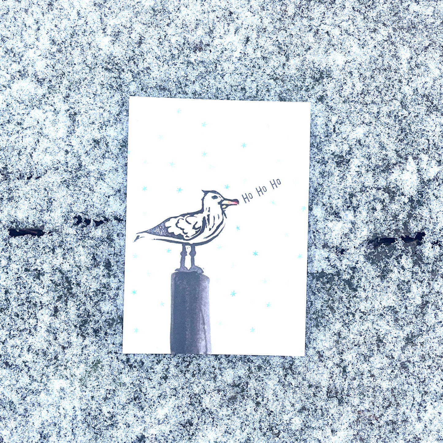 kuki Weihnachtspostkarte  "Ho Ho Ho Möwe"