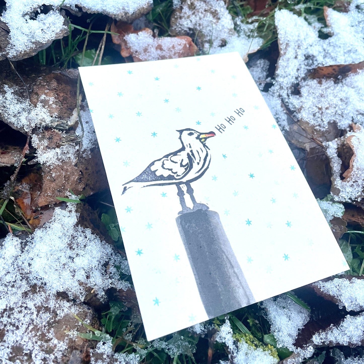 kuki Weihnachtspostkarte  "Ho Ho Ho Möwe"