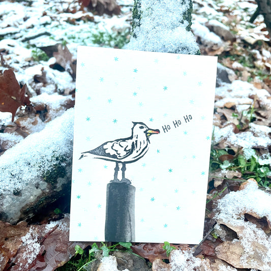 kuki Weihnachtspostkarte  "Ho Ho Ho Möwe"