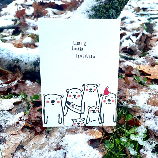 kuki Weihnachtspostkarte Bären Karte "Lustig Lustig Tralalala"