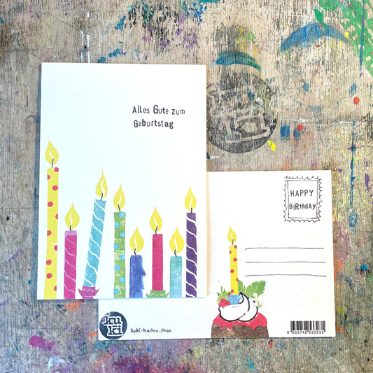 kuki Postkarte  "alles gute zum Geburtstag" Kerzenkarte