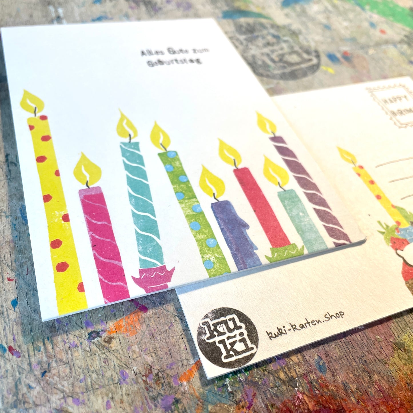 kuki Postkarte  "alles gute zum Geburtstag" Kerzenkarte