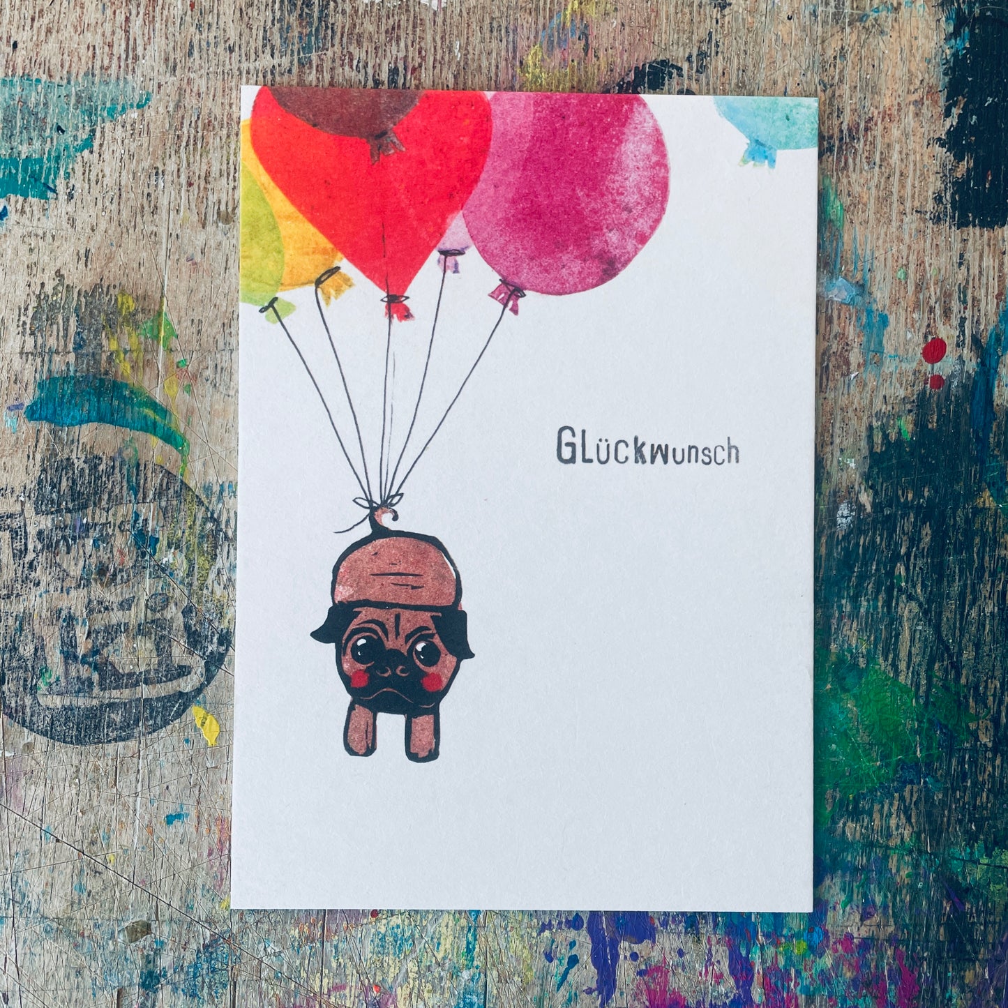 kuki Postkarte „Glückwunsch“ Mops