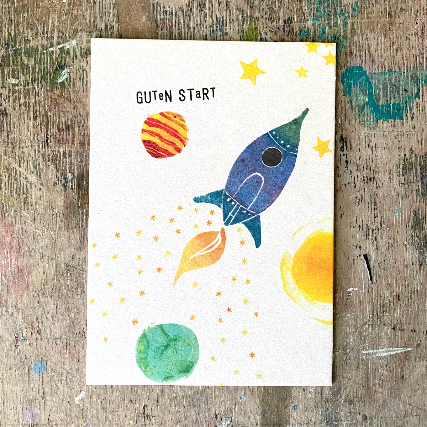 kuki Postkarte "Guten Start, Rakete"