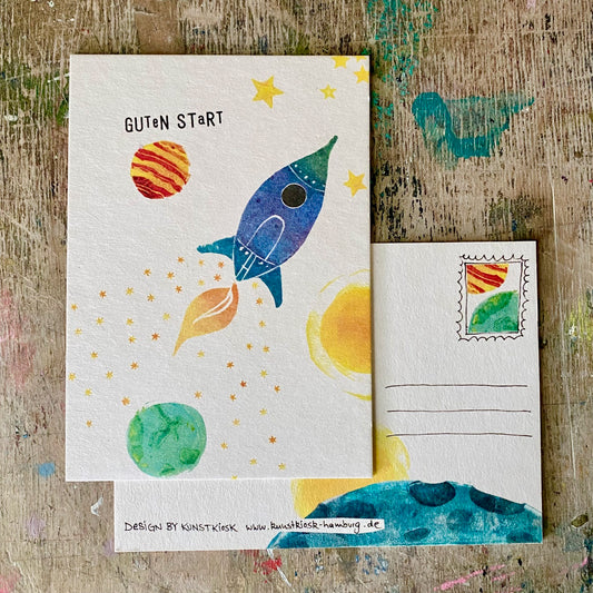 kuki Postkarte // "Guten Start, Rakete"