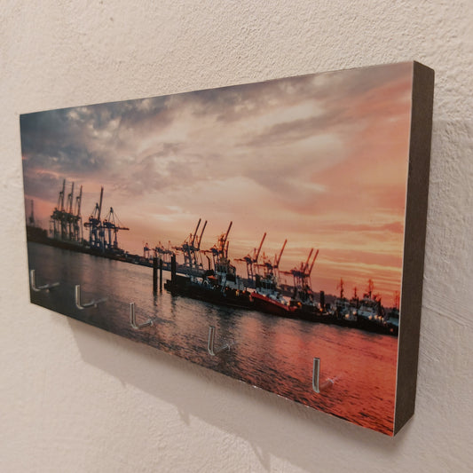 Skyline Hamburg Abendrot // Schlüsselbrett Kila Photography