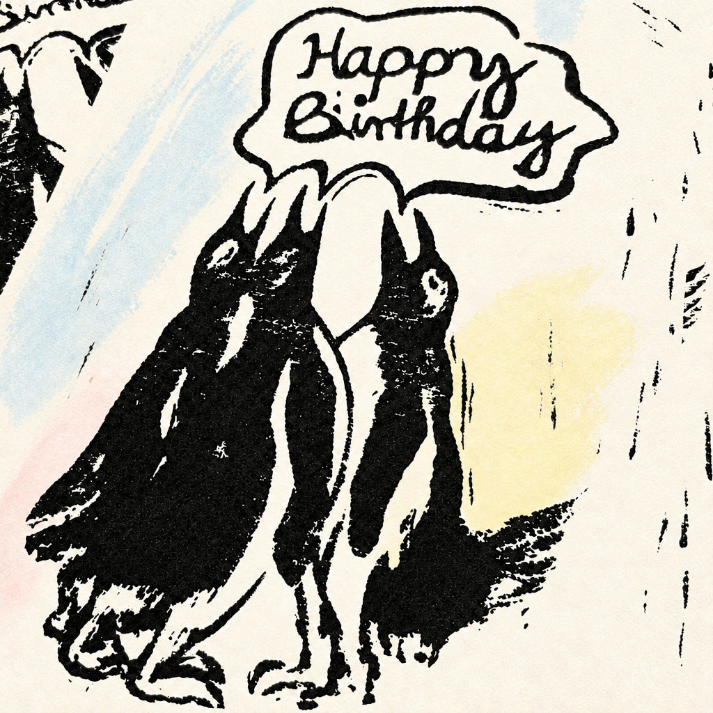 Postkarte Linoldruck Original // hAPPy Bday PinGUiNe