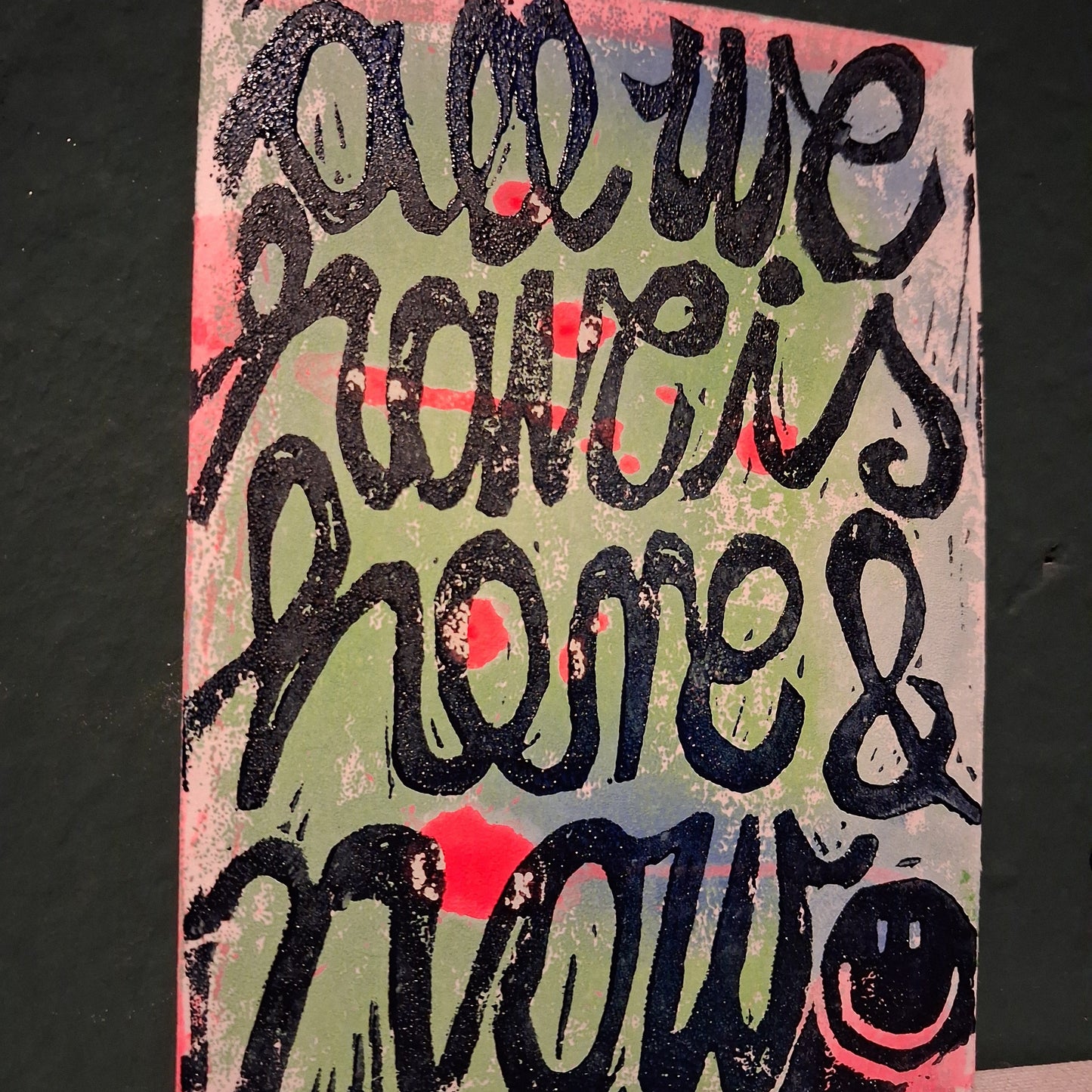 Postkarte Linoldruck Original // All We Have is Here & Now