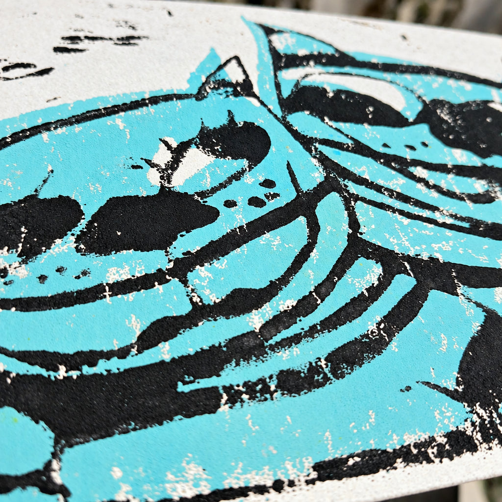 Postkarte Linoldruck Original // Love Cats
