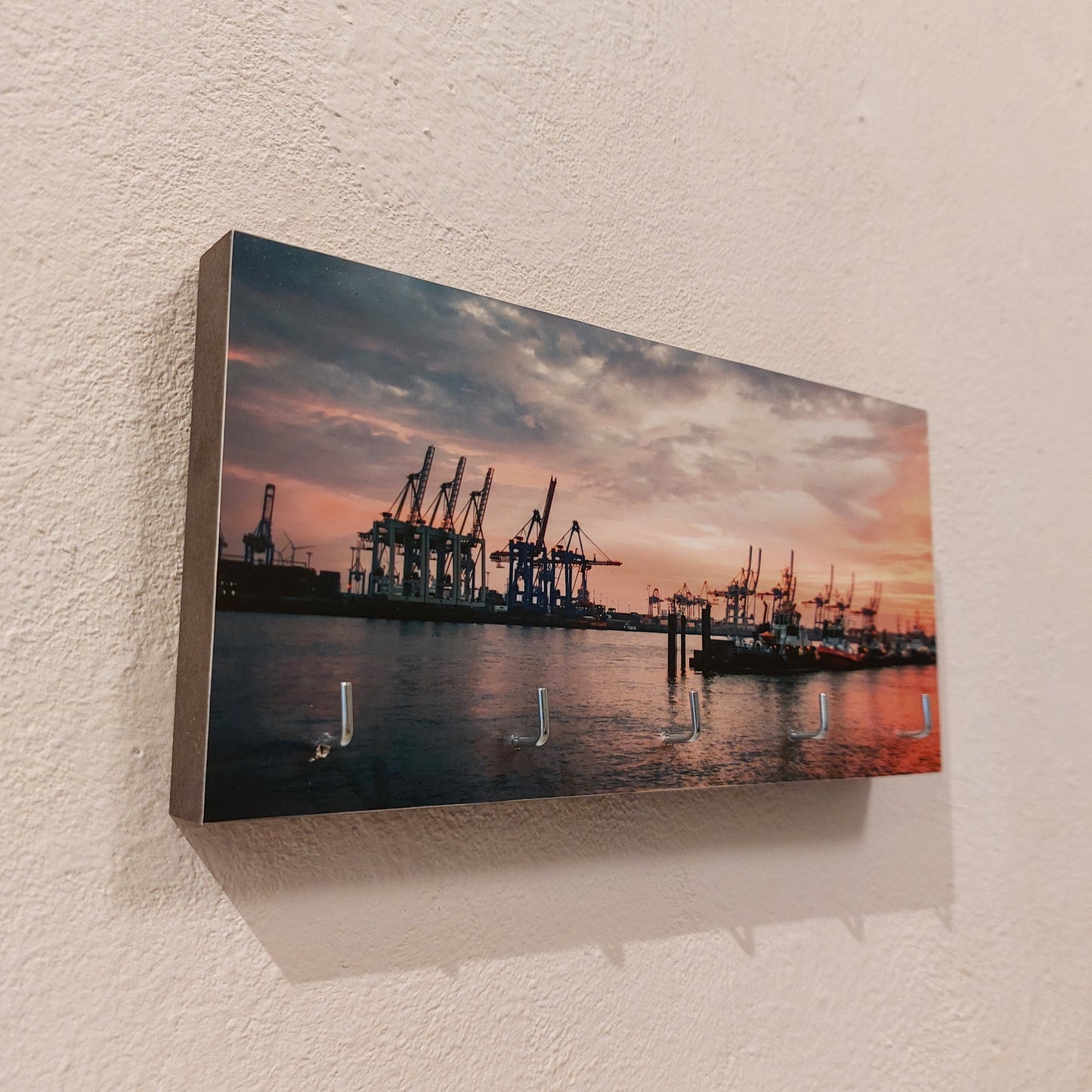 Skyline Hamburg Abendrot // Schlüsselbrett Kila Photography