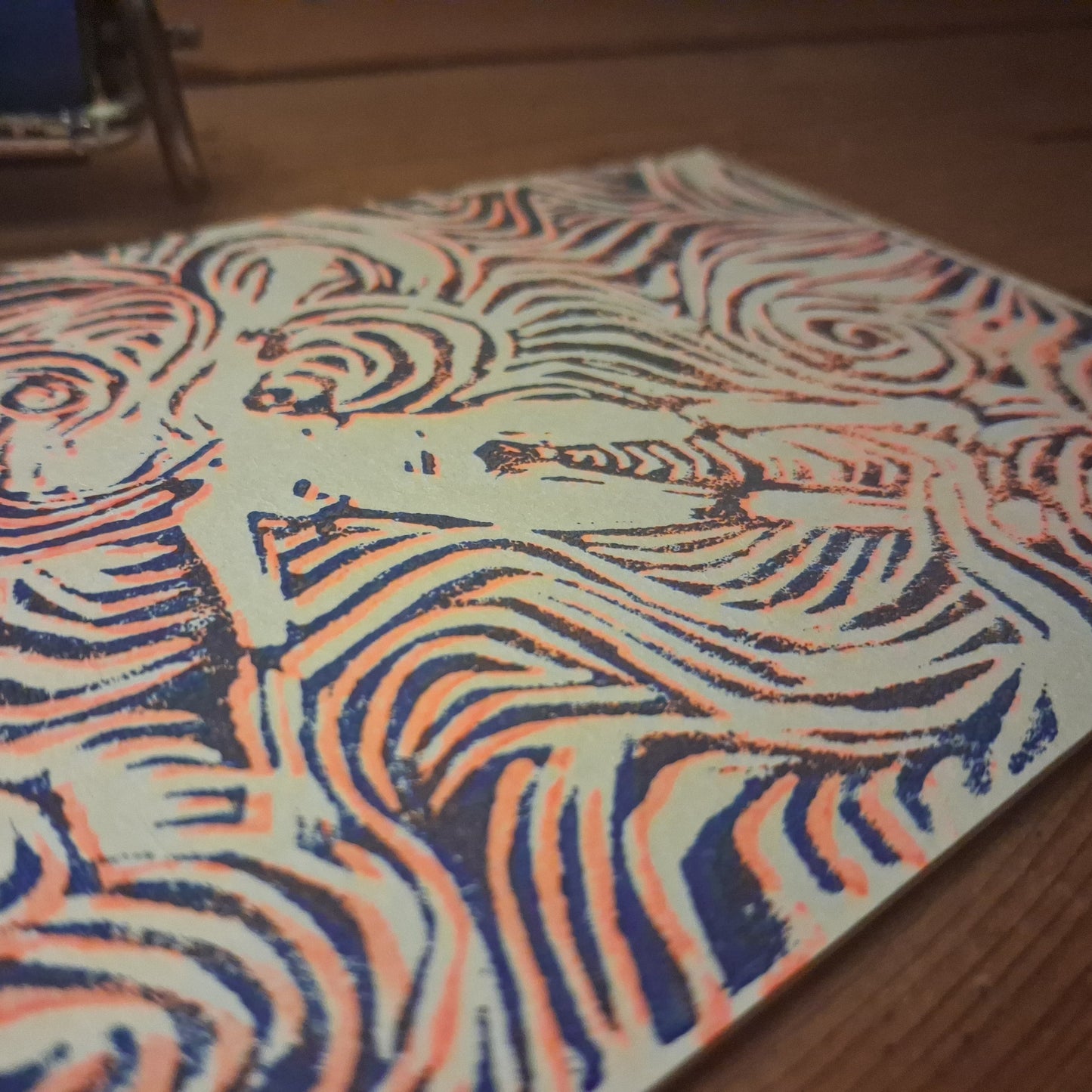 Postkarte Linoldruck Original // The Drifting Unknown