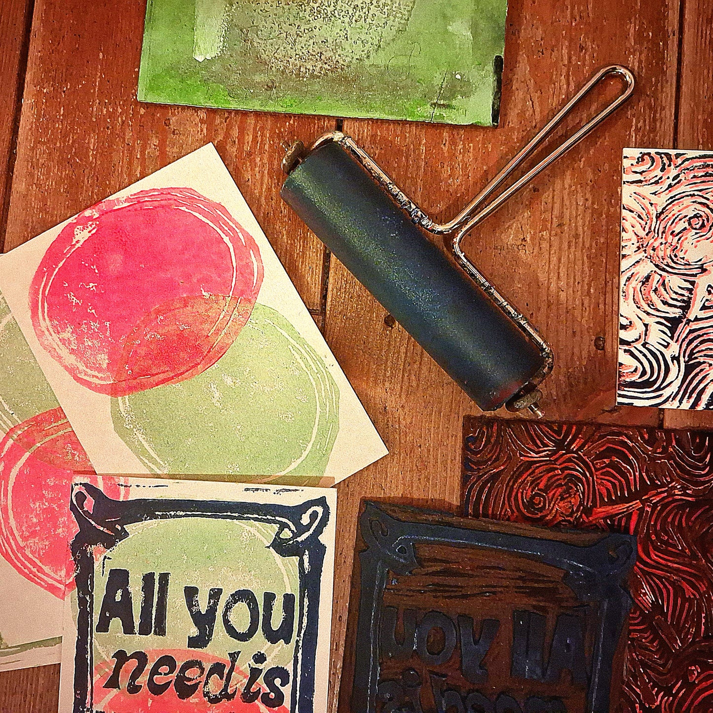 Postkarte Linoldruck Original // Enjoy Your Self