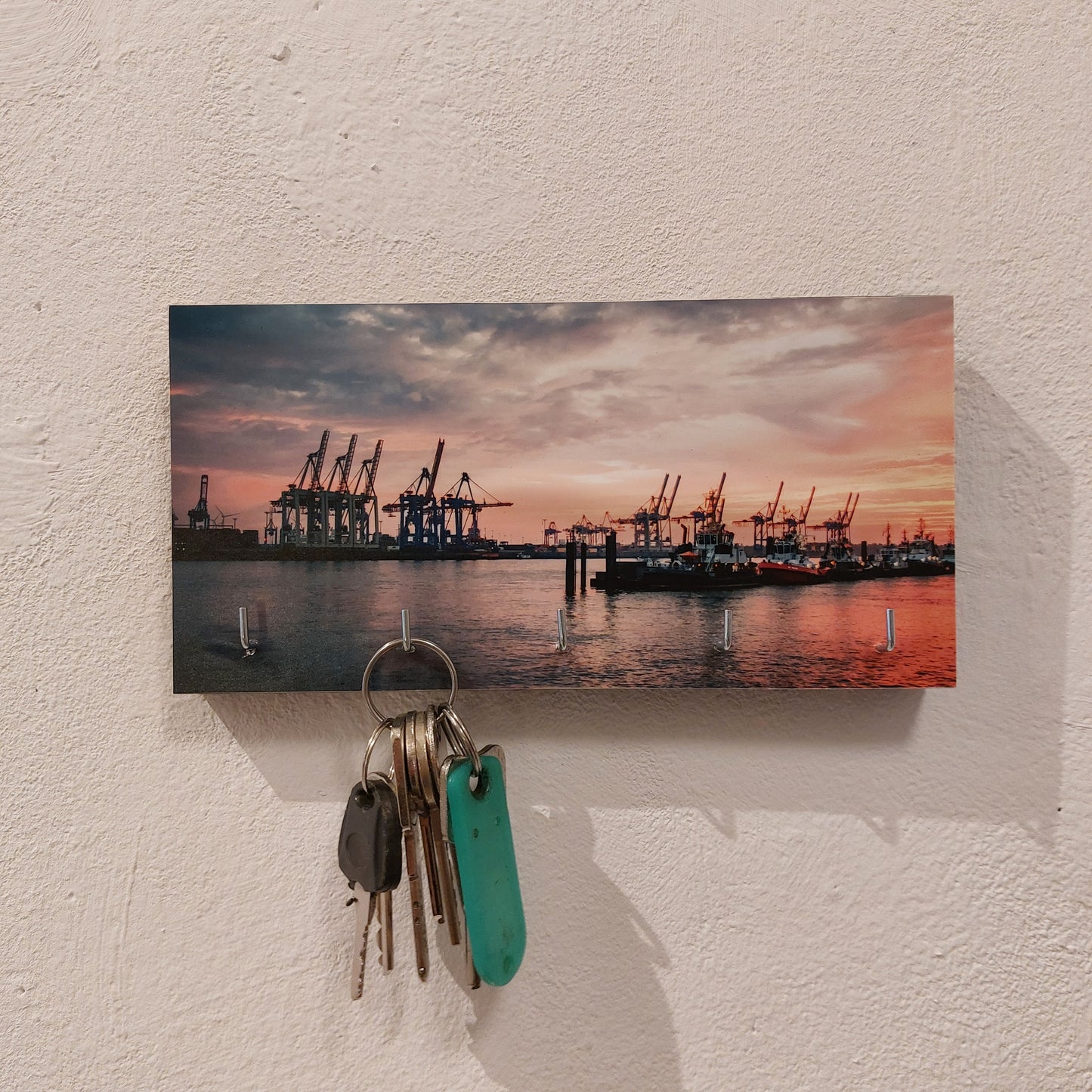 Skyline Hamburg Abendrot // Schlüsselbrett Kila Photography