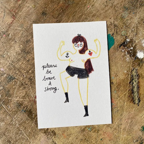 Postkarte Slinga // Please be brave & strong