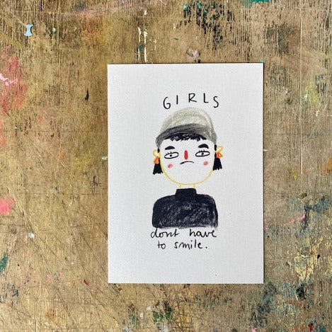 Postkarte Slinga // Girls don‘t have to smile