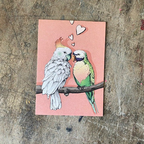 Postkarte illi // verliebte Vögel
