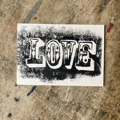 Postkarte Linoldruck // LOVE